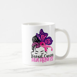 Messy Bun Pink Ribbon Breast Cancer Awareness Wome Kaffeetasse