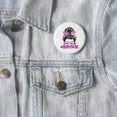 Messy Bun Pink Ribbon Brustkrebs Bewusstsein Button (Beispiel)
