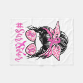 Messy Bun Pink Ribbon Leopard Brustkrebs Krieg Fleecedecke (Vorderseite (Horizontal))