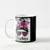 Messy Bun Pink Warrior Brustkrebs Bewusstsein Kaffeetasse (Links)