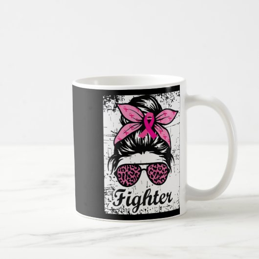 Messy Bun Pink Warrior Brustkrebs Bewusstsein Kaffeetasse (Rechts)