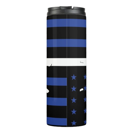 Messy Bun Police Ehefrau Black and Blue Thermosbecher (Rückseite)