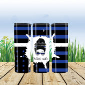 Messy Bun Police Ehefrau Black and Blue Thermosbecher