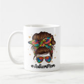Messy Bun Proud Autismus Mama Kaffeetasse (Links)