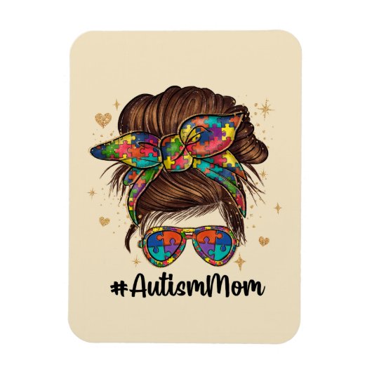 Messy Bun Proud Autismus Mama Magnet (Vertikal)