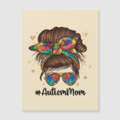 Messy Bun Proud Autismus Mama Magnetkarte (Vorderseite)