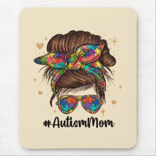 Messy Bun Proud Autismus Mama Mousepad