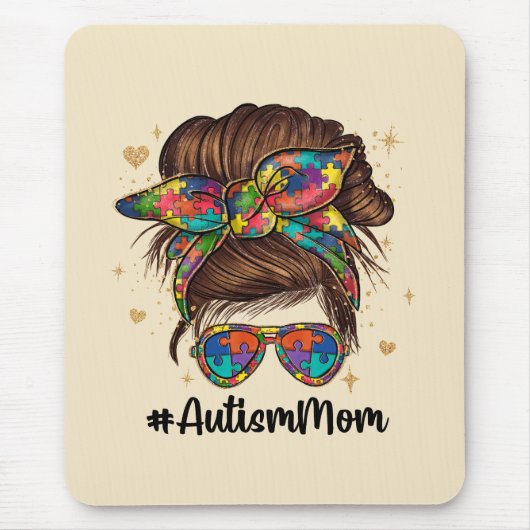 Messy Bun Proud Autismus Mama Mousepad (Vorne)