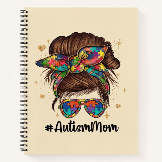 Messy Bun Proud Autismus Mama Notizblock (Vorderseite)