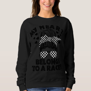 Messy Bun Racing Dirt Track Racers Ehefrau Gir Sweatshirt
