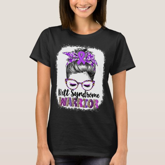 Messy Bun Rett Syndrome Warrior T-Shirt (Vorderseite)