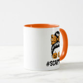 Messy Bun Scary Mom Halloween Tasse (VorderseiteRechts)