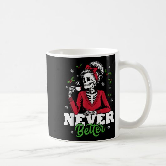 Messy Bun Skeleton Santa Coffee Xmas Funny Women S Kaffeetasse (Rechts)