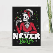 Messy Bun Skeleton Santa Coffee Xmas Funny Women S Karte (Vorderseite)