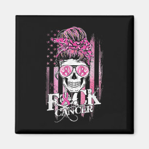 Messy Bun Skull Brustkrebs Bewusstsein Krebs Magnet