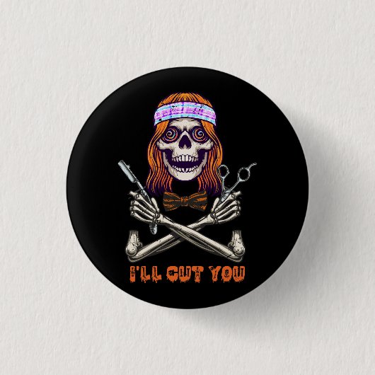 Messy Bun Skull Gefärbte Krawatte Friseur ich werd Button (Vorderseite)