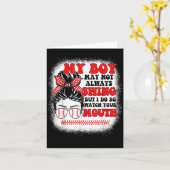 Messy Bun Softball Mom My Boy May Not Always Swing Karte (Gelbe Blume)