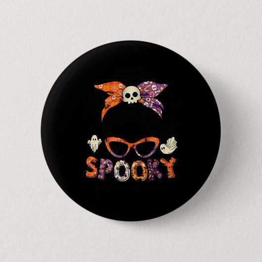 Messy Bun Spooky Oma Fun Halloween Kostüm Wom Button (Vorderseite)