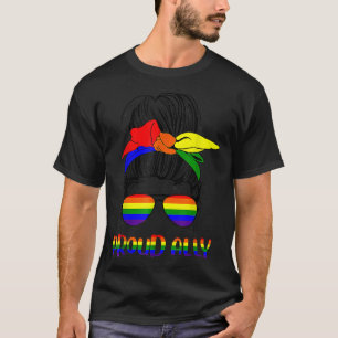Messy Bun Stolz Flag Liebe LGBT Rainbow T-Shirt