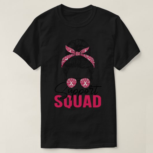Messy Bun Support Squad Awareness 1 T-Shirt (Design vorne)