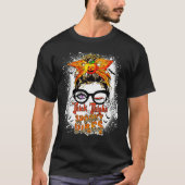 Messy Bun Thick Thighs Spooky Vibes Lady Bleached T-Shirt (Vorderseite)