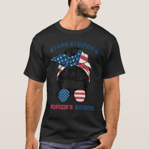 Messy Bun US Flag Stars Stripes Women's Rights Rep T-Shirt
