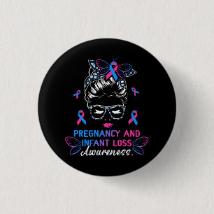 Messy Bun Women Schwangerschaft und Säugling Loss Button