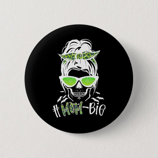 Messy Bun Zombie Mama Fun Halloween Kostümskull Button (Vorderseite)