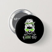 Messy Bun Zombie Mama Fun Halloween Kostümskull Button (Vorne & Hinten)