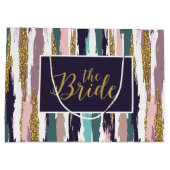 Messy bunte Wasserfarben Pinselstriche Muster Große Geschenktüte (Rückseite)