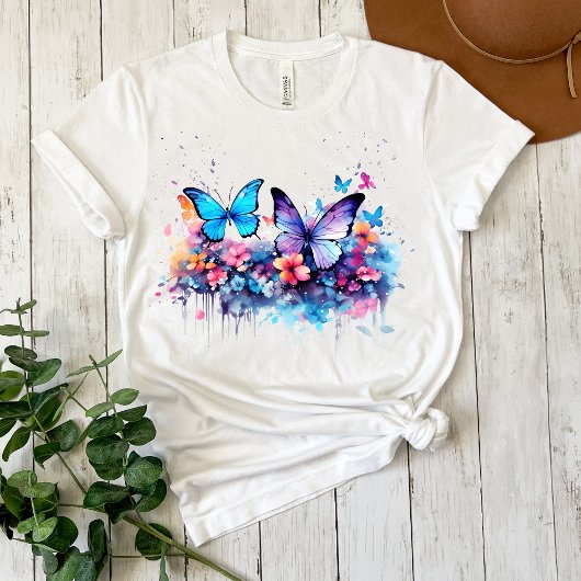 Messy Butterfly Watercolor T - Shirt
