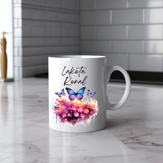 Messy Butterfly Watercolor Tasse