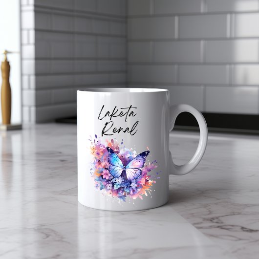 Messy Butterfly Watercolor Tasse