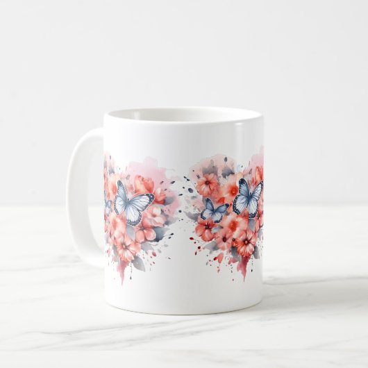 Messy Butterfly Watercolor Tasse (Vorderseite Links)