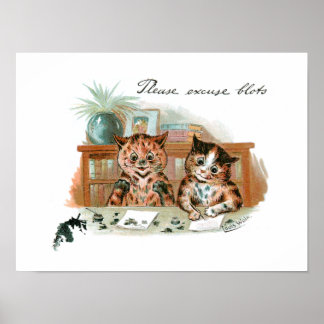 Messy Cats von Louis Wain Postcard Poster
