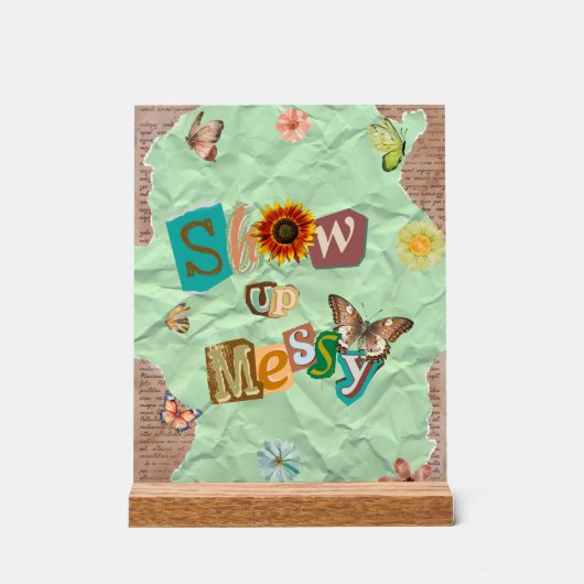 Messy Collage Mint Akryllische Zeichen anzeigen (Vorderseite)