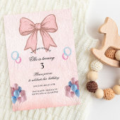 Messy Coquette Pink Bow Girl Birthday Einladung