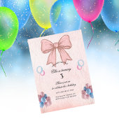 Messy Coquette Pink Bow Girl Birthday Einladung