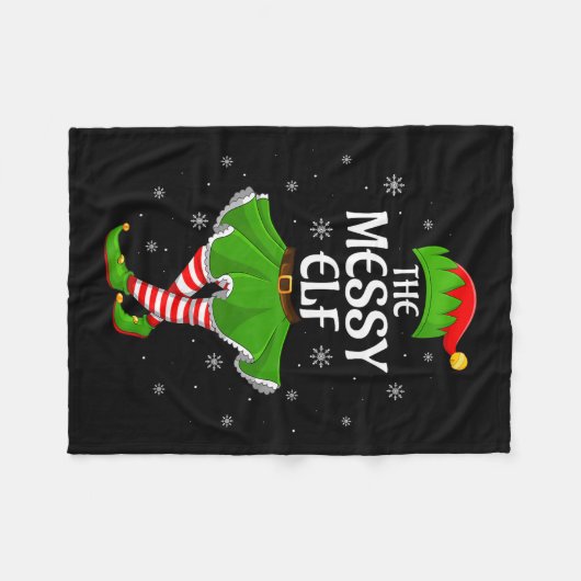 Messy Elf Christmas Family Girls Women Elf Squad X Fleecedecke (Vorderseite (Horizontal))