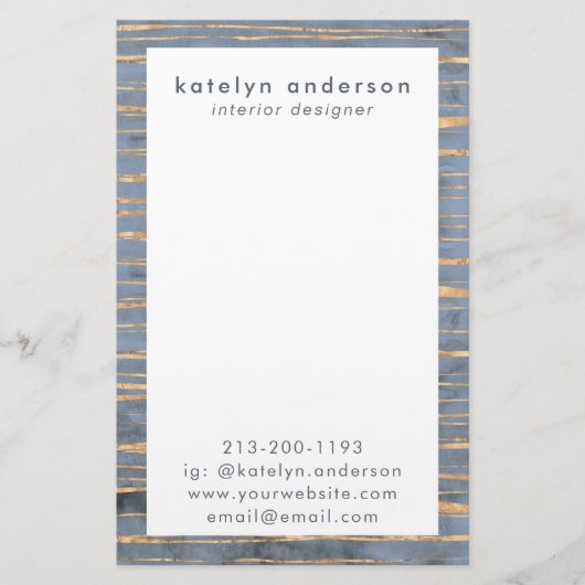 Messy Gold Line | Blue Periwinkle | BERUFLICH Briefpapier (Vorderseite)