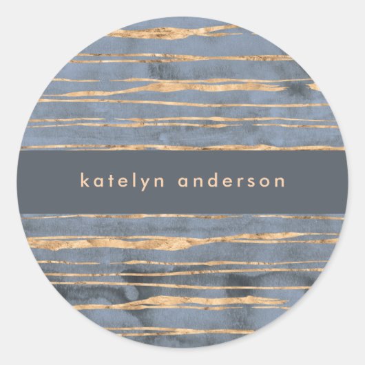 Messy Gold Line | Blue Periwinkle | BERUFLICH Runder Aufkleber (Vorderseite)