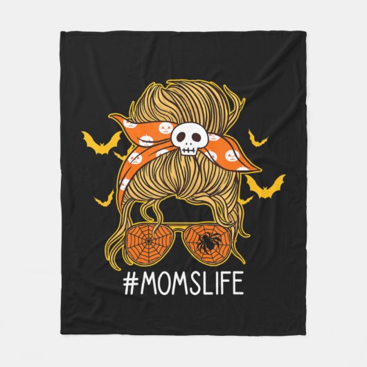 Messy Hair Bun Mama Leben spuke Halloween Fleecedecke (Vorderseite)