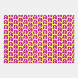 Messy Hair Creepy Doll Head Geschenkpapier Set