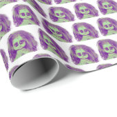 Messy Hair Creepy Puppenkopf im Kopf Geschenkpapier (Rolleneckpunkt)