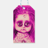 Messy Hair Creepy Puppenkopf in Pink Geschenkanhänger (Vorderseite)