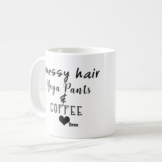 Messy Hair Yoga Pants Kaffee Personalisiert Chic Kaffeetasse (Vorderseite Links)