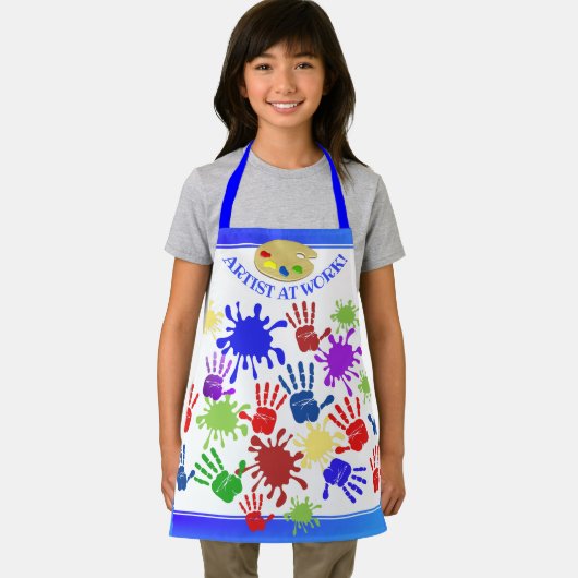 Messy Handprints von Künstlern bei der Arbeit Kind Schürze (Insitu)
