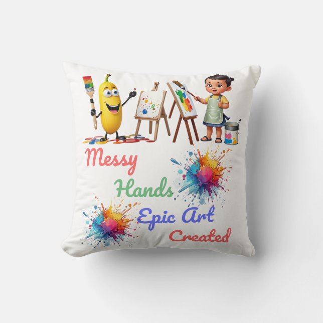 Messy Hands Epic Art Celebrate World Art Day Kissen (Vorderseite)
