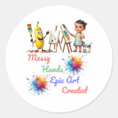 Messy Hands Epic Art Celebrate World Art Day Runder Aufkleber (Vorderseite)
