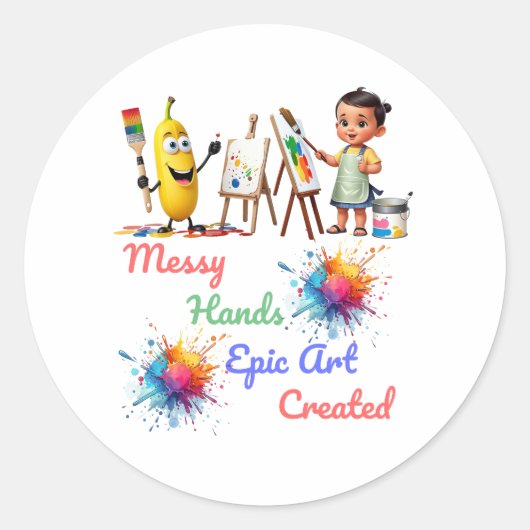 Messy Hands Epic Art Celebrate World Art Day Runder Aufkleber (Vorderseite)